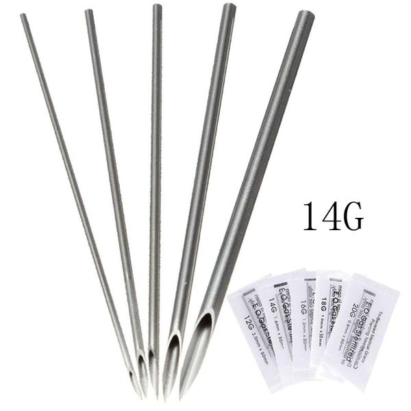 

tattoo needles ear nose piercing 50/100pcs 14g mixed sizes body hollow navel nipple