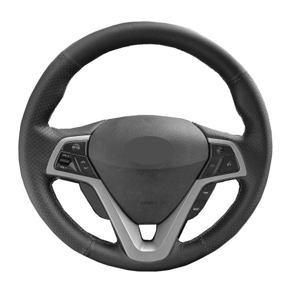 

steering wheel covers hand sewing car cover wrap leather suede for veloster 2011 2012 2013 2014 2021 funda volante
