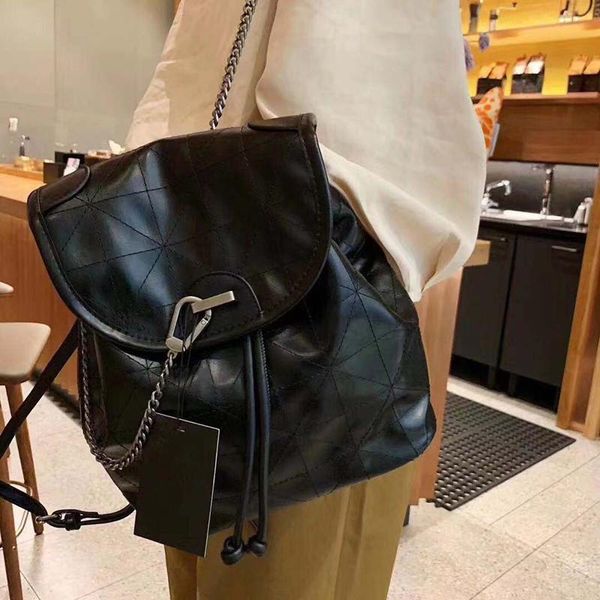 

outdoor bags women soft leather backpack fashion flip ins -selling small retro drawstring travel bag casual daypack