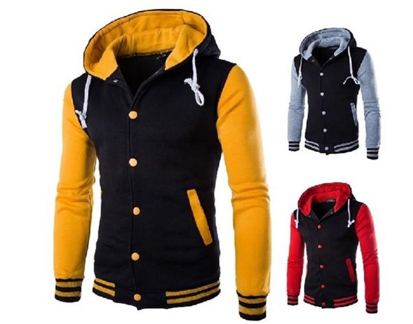 

men's hoodies & sweatshirts 2021 spring hooded baseball shirt sweatshirt fashion slim cardigan short brushed sweater jacket men clothin, Black