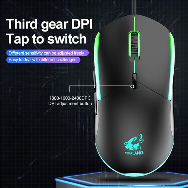 

led optical usb wired gaming mouse 6buttons 2400 dpi programmable ergonomics mice