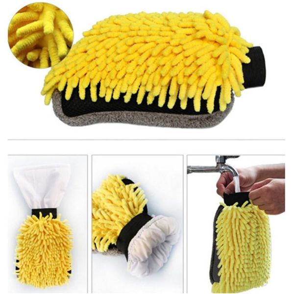 

car cleaning drying gloves ultrafine fiber chenille microfiber window washing tool home wash glove auto accessories