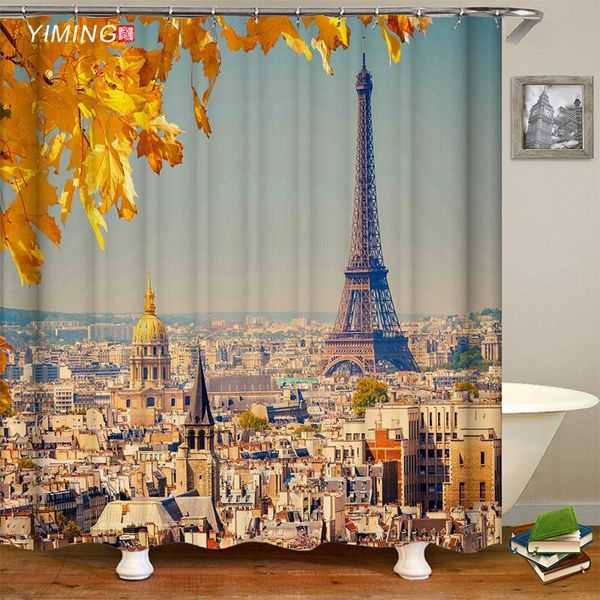 

beautiful paris landscape bathroom shower curtain polyester waterproof and mildew proof home decoration with hook curtains
