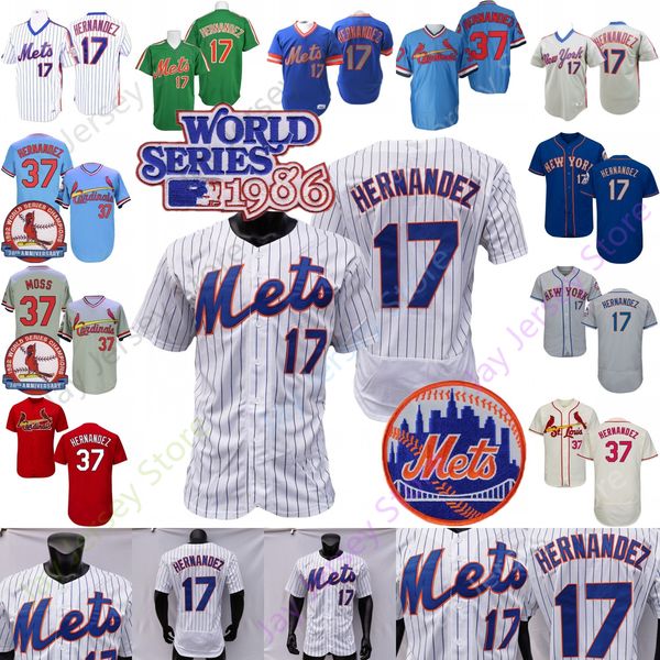 Keith Hernandez Jersey 1986 WS 25TH Patch 37 Azul MN Home Away Branco Pinstripe Cinza Verde Vermelho Pulôver Todos Costurados