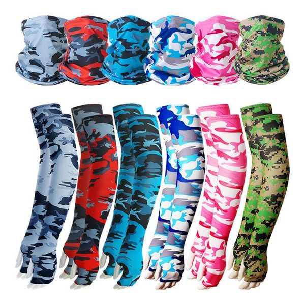 

hats, scarves & gloves sets outdoor sun protection sleeves headscarf set trend summer sports cycling equipment, Blue;gray