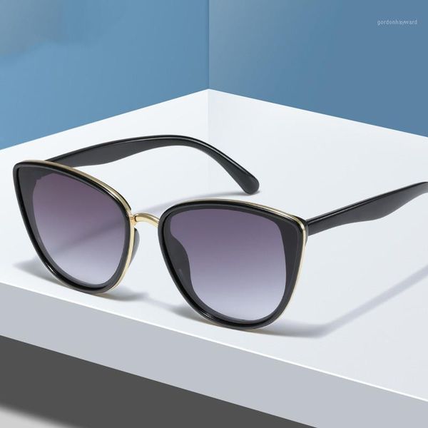 

cat eye sunglasses women elegant sun glasses woman retro simple ladies trendy uv400 outdoor shade eyewear cmaos travel oculos, White;black