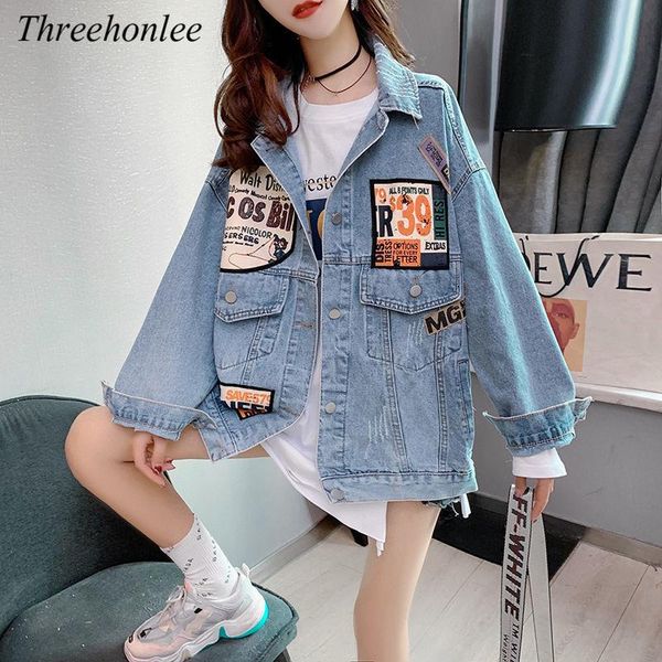 

women's jackets autumn korean cowboy coat fashion loose casual version 2021 versatile turn-down collar denim jacket, Black;brown