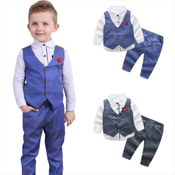 

kids blazer baby boys suit jackets spring cotton shirt coat pants 3 pcs suits formal for wedding chlidren clothing, Black