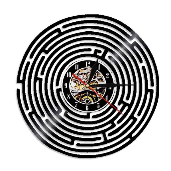 

wall clocks abstract labyrinth vintage design record clock for living room mystik maze handicraft art carved music