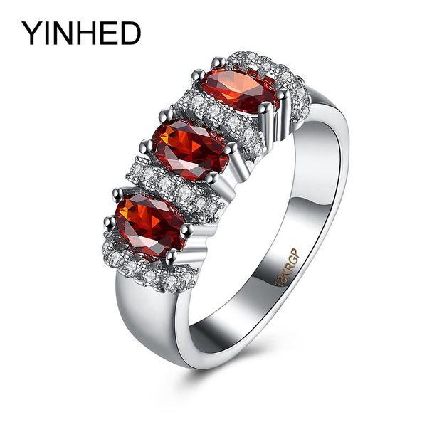 

wedding rings yinhed brand for women genuine 18krgp white gold filled engagement ring fashion red zircon cz jewelry zr272, Slivery;golden