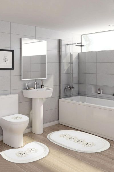 

queen oval embroidered 3 pieces set white queenon bath mats