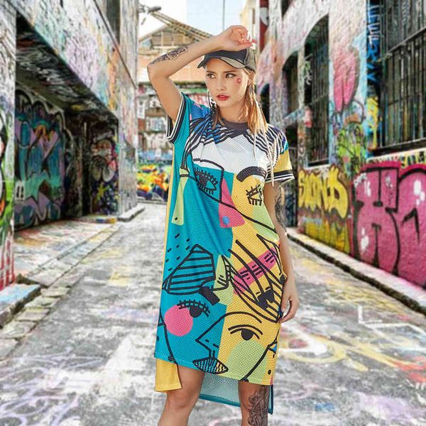 

tracksuits short sleeve dress harajuku shirt dressed as a summer play tide female mark loose mid-length t-shirt, Gray