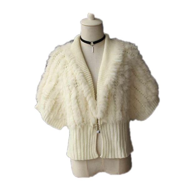 

scarves autumn winter women's real knitted fur cardigan poncho bat sleeved wraps lady capes female stole vf5020, Blue;gray