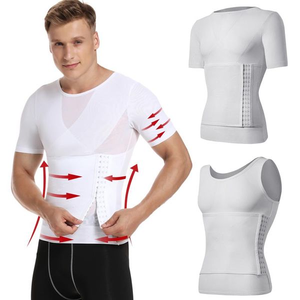 Intimo modellante per il corpo da uomo Camicie a compressione modellante per uomo Addome Shapewear Pancia Guaina dimagrante Ginecomastia Corsetto Vita Trainer F2293