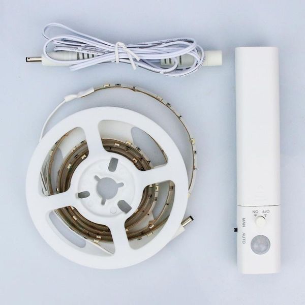 

strips 20pcs/lot 1m 30led smd2835 warm white pir motion sensor bedside led strip light home cabinet decoration night lamp