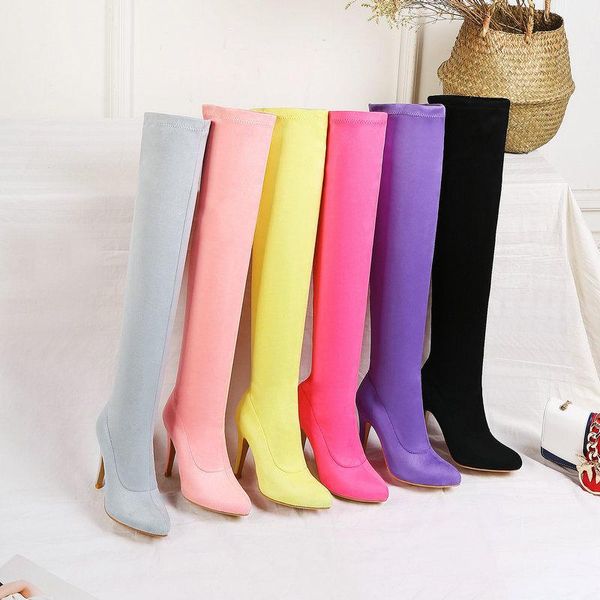 

boots season high-heeled casual women's large size over-knee long, Black