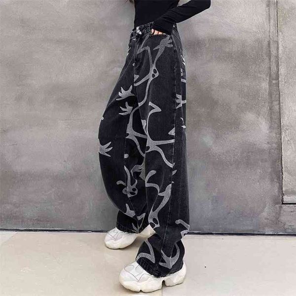 

women's jeans spring korean version ins street harajuku style drape trousers loose straight wide-leg trendy women pants 210708, Blue
