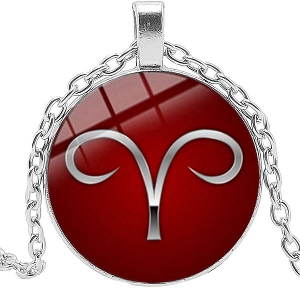

pendant necklaces 12 zodiac double side glass necklace leo virgo taurus gemini scorpio constellations men women jewelry, Silver