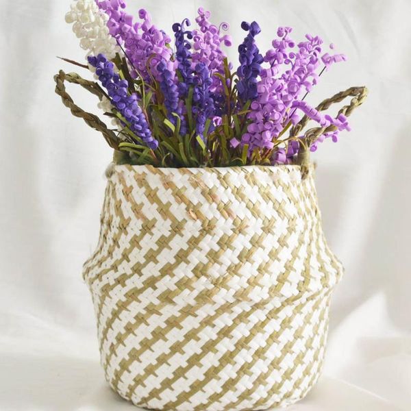 

flower basket folding seaweed weaved sundries storage for home decor hg99 baskets
