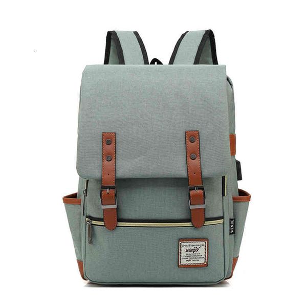 

usb personalized men's and women's outdoor canvas backpack fashion