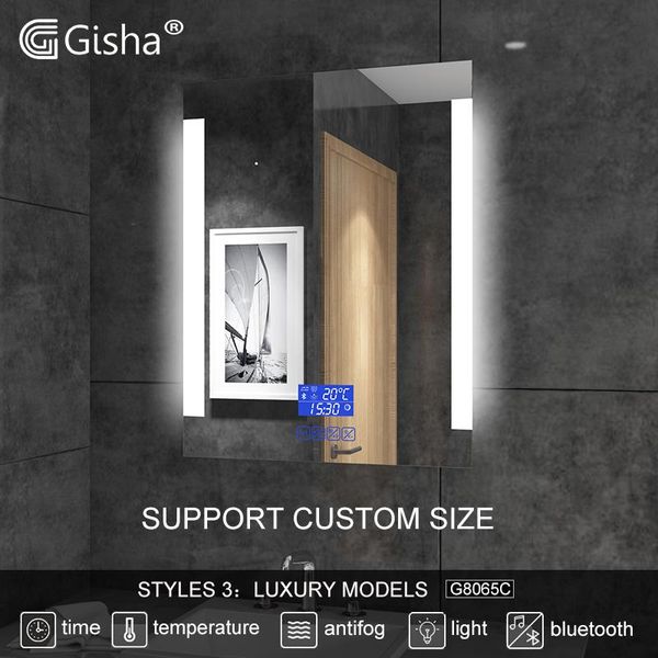 

mirrors custom made led bluetooth bathroom smart mirror vertical wall-mounted backlit anti-fog bath makeup 2g8065