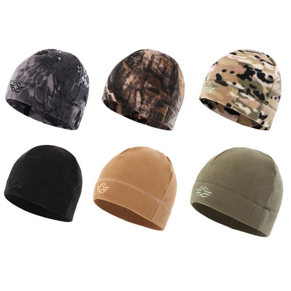 

outdoor double-confronted fleece hat men camping hiking wind close autumn winter fishing cycling military tactical cap hats, Black;white