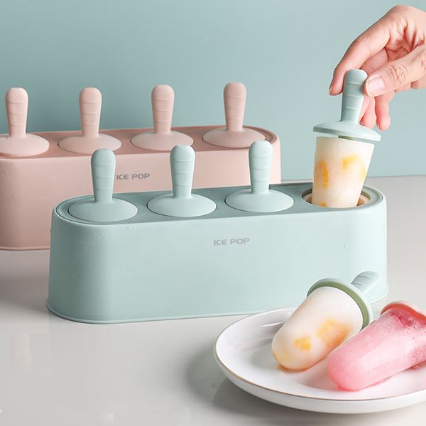 Home IceSilicone Mold Popsicle Maker DIY Tool Silicone 4-hole I Children Dessert Cream Mold Kitchen Tools