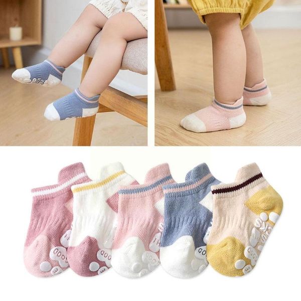 

socks three dimensional anti off dispensing baby boat grips cotton for infants rubber babies accessories born, Pink;yellow