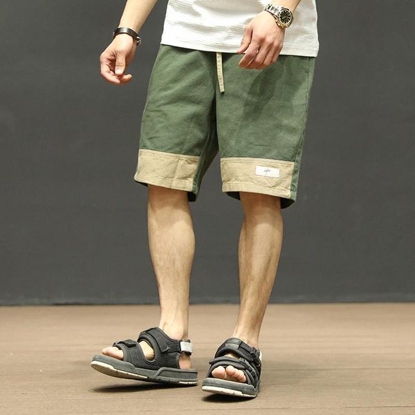 

apanese retro loose casual shorts cotton men's, White;black