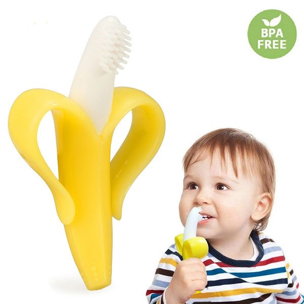 

1PC Cartoon Baby Teether Toys Safe BPA Banana Teething Ring Silicone Chew Dental Care Toothbrush Nursing Beads Gift For Infant