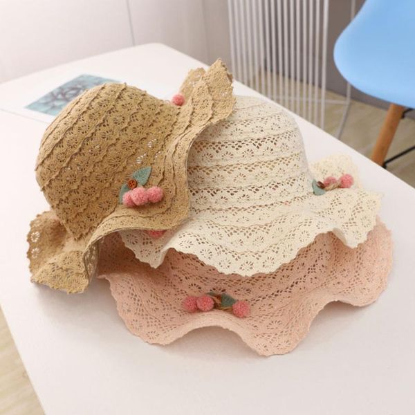 

children's spring and summer fisherman hat kids straw princess bucket beach sun protection for girls boys spot caps & hats, Yellow