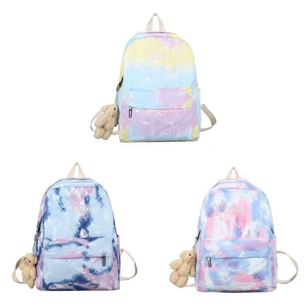 

women backpack tie dye mixed color nylon school bookbag daypack rucksack shoulder bag for teenager girls bags