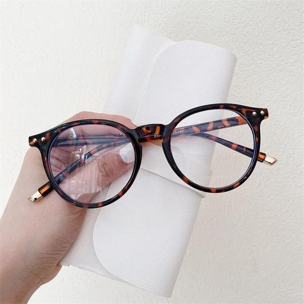 Mode Koreanische Leopard Runde Brille Rahmen 2021 Herren Transparent Klar Grün Brillen Optische Brillen Sonnenbrille Rahmen