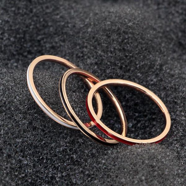 

wedding rings trendy 1mm white black red enamel ceramic ring for women men engagement jewelry 316l stainless steel knuckle bague femme, Slivery;golden