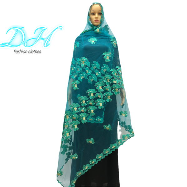 

ethnic clothing 2021african women scarf good quality plain embroidery with stones soft net for headscarf wraps pashmina dh034, Red