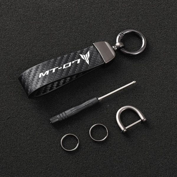 

keychains for yamaha mt-07 mt 07 mt07 fz07 2014-2021 2021 motorcycle lanyard key carbon fiber ring, Silver