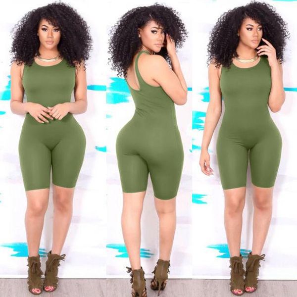

women's jumpsuits & rompers women casual sleeveless o-neck bodycon romper jumpsuit club bodysuit short pants, Black;white