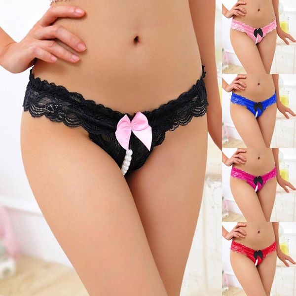 

women's panties seamless thong cute bow briefs cotton ultra soft lace pearl lingerie comfort underpants, Black;pink