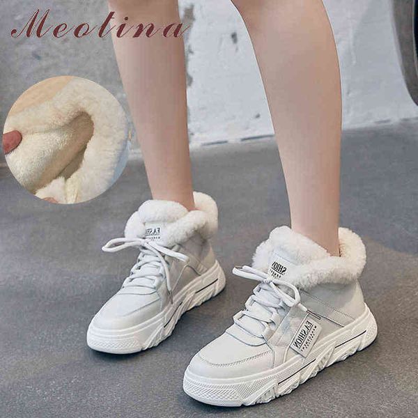 

women's fur sports shoes round head flat plush shoelaces 35-40 220209, Black