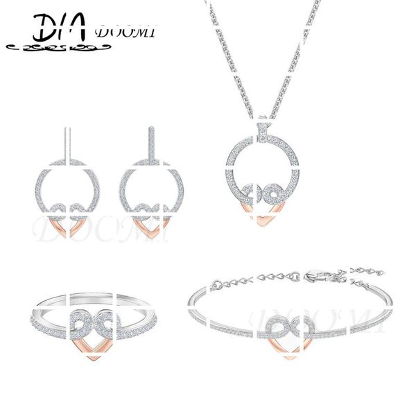 

chains swa 1:1 fashion jewelry original heart-shaped gold hoop design charming necklace set for women, Silver