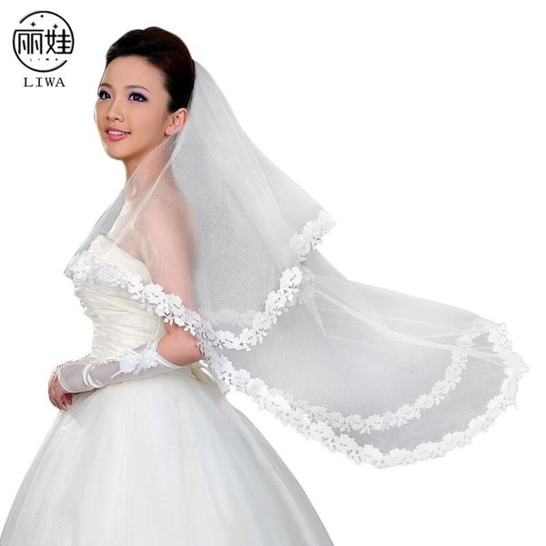 

bridal veils 1.5 meter one-layer wedding veil of white lace cathedral beautiful accessories veu de noiva longo bv288, Black