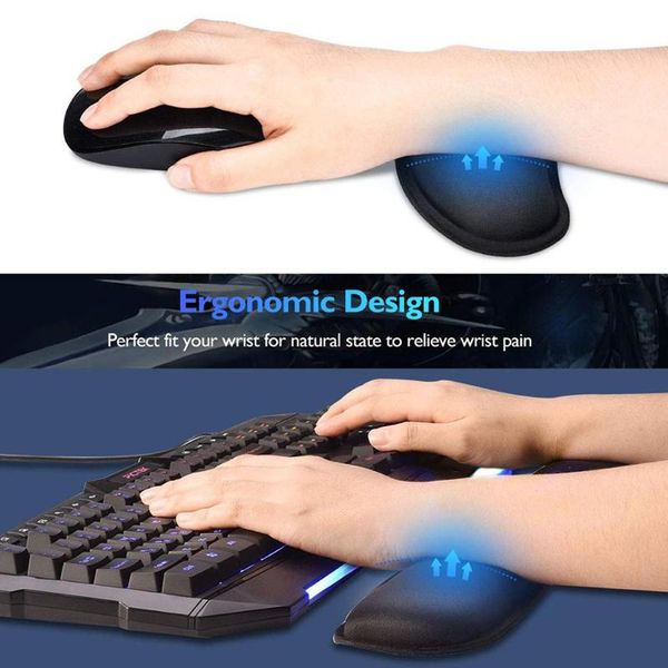 

mouse pads & wrist rests rest pad keyboard support set memory foam ergonomic non-slip office gaming and