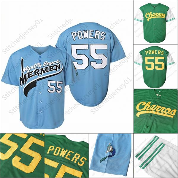 

men 55 kenny powers charros movie baseball jersey stitched, Black