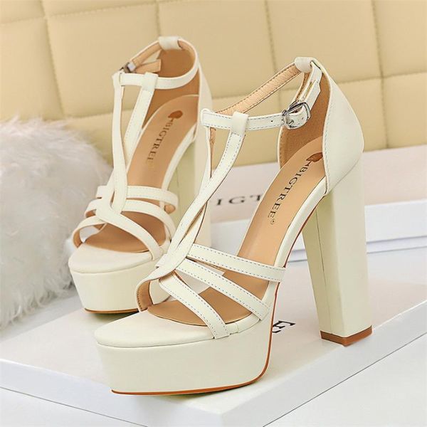 

dress shoes classic denim 13cm super high heels women sandals platform buckle pumps female open toe thick heel summer party, Black