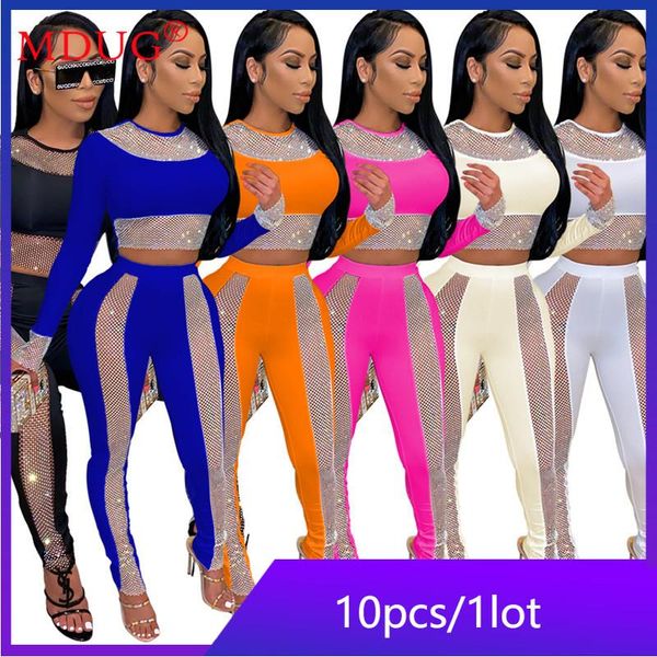 

women's two piece pants wholesale items bulk lots casual pant sets womens set sequins long sleeve panelled clothing women outfits m7063, White