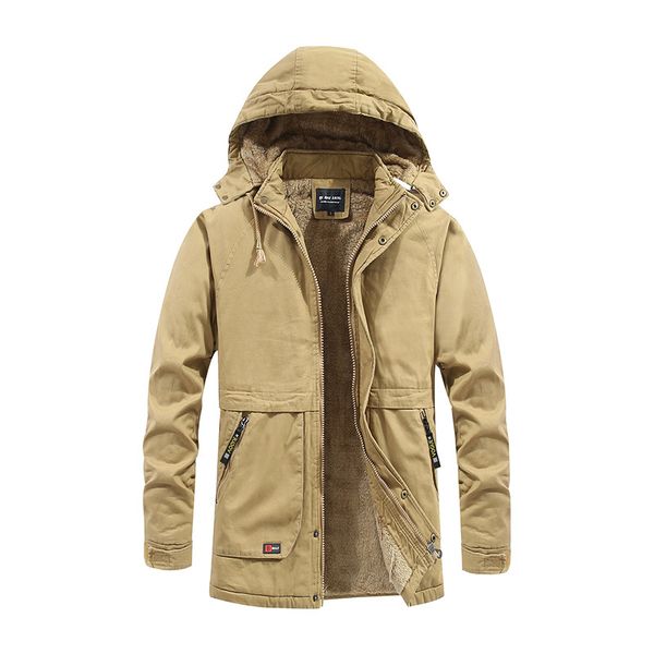 

men winter cotton coat plus velvet thick warm jacket, Black;brown