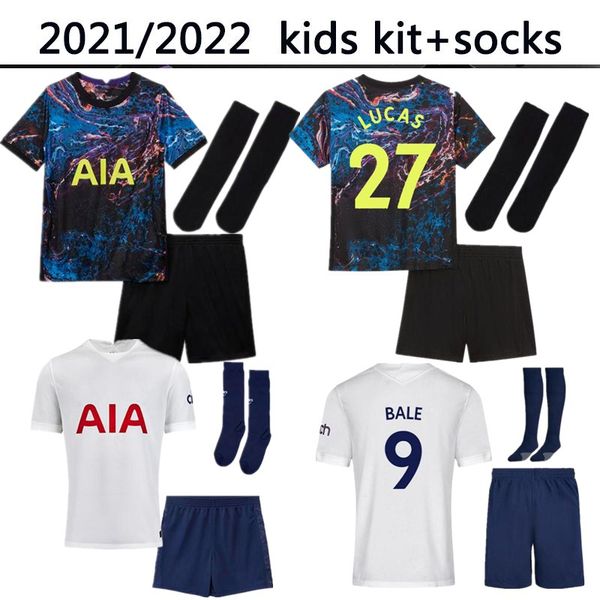

21 22 dele son kids kit socks child tottenham bale kane soccer jersey hojbjerg bergwijn lo celso spurs 2021 2022 lucas football shirts unifo, Black;yellow
