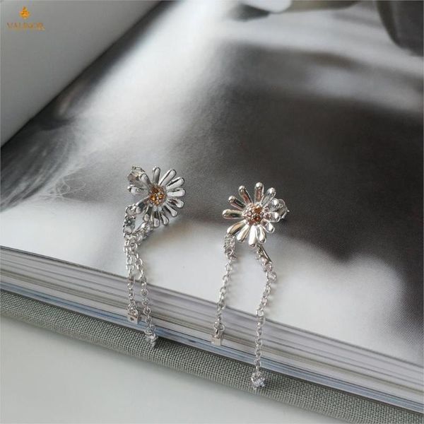 

stud earrings simple zircon daisy female personality 925 sterling silver dlgc160, Golden;silver