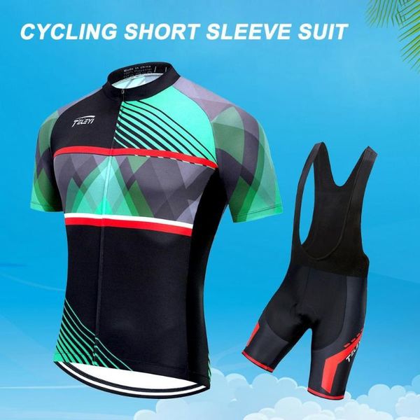 

racing sets cycling jersey set quick dry elastic flax gel padded mtb riding clothing kit for, Black;blue