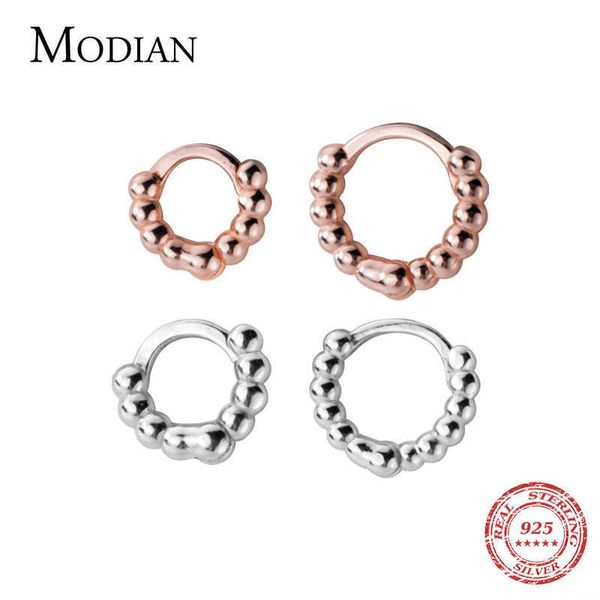 

rose gold color light beads hoop earring for women real 925 sterling silver tiny small fine jewelry girl gift 210707, Golden;silver